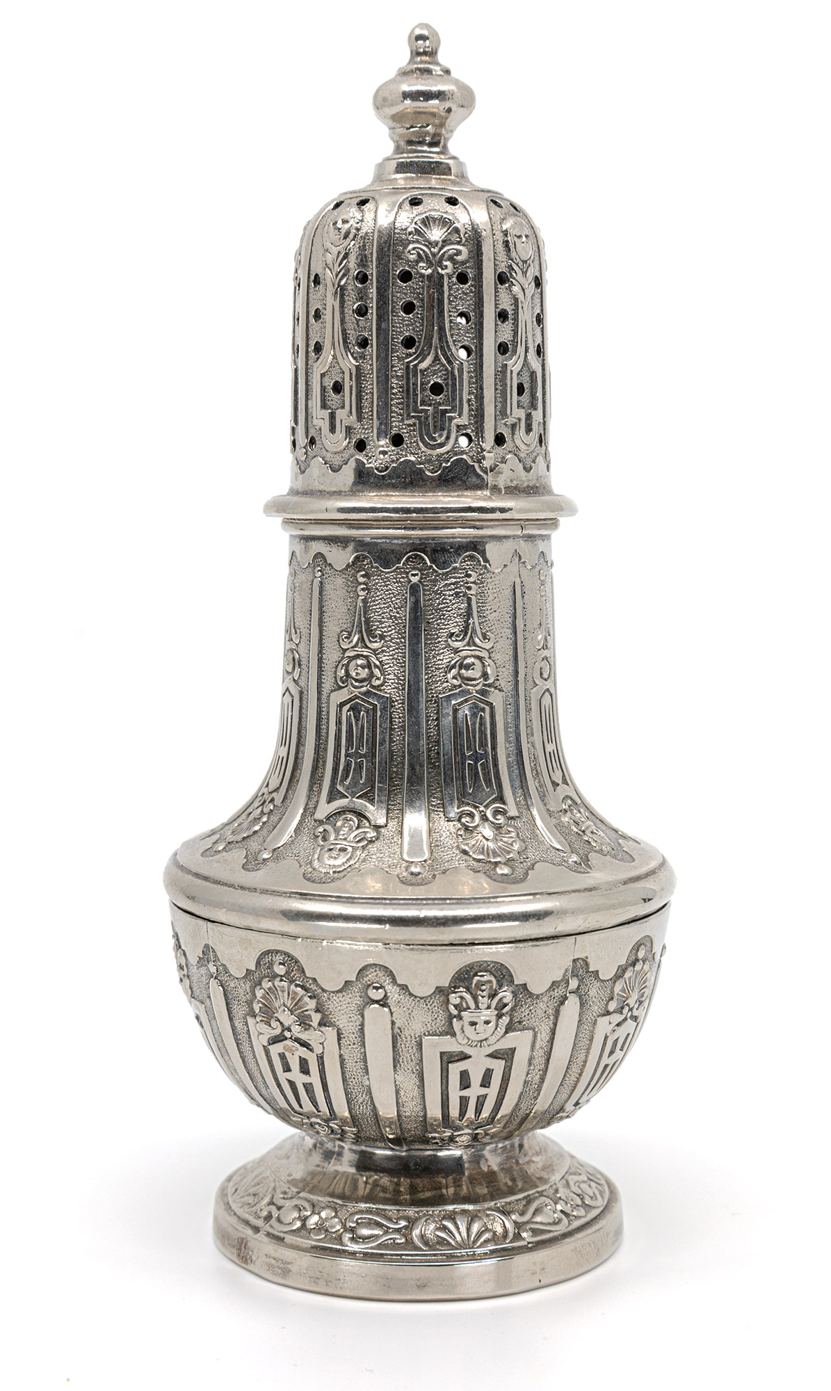 Antique Sterling Silver sugar shaker product photography