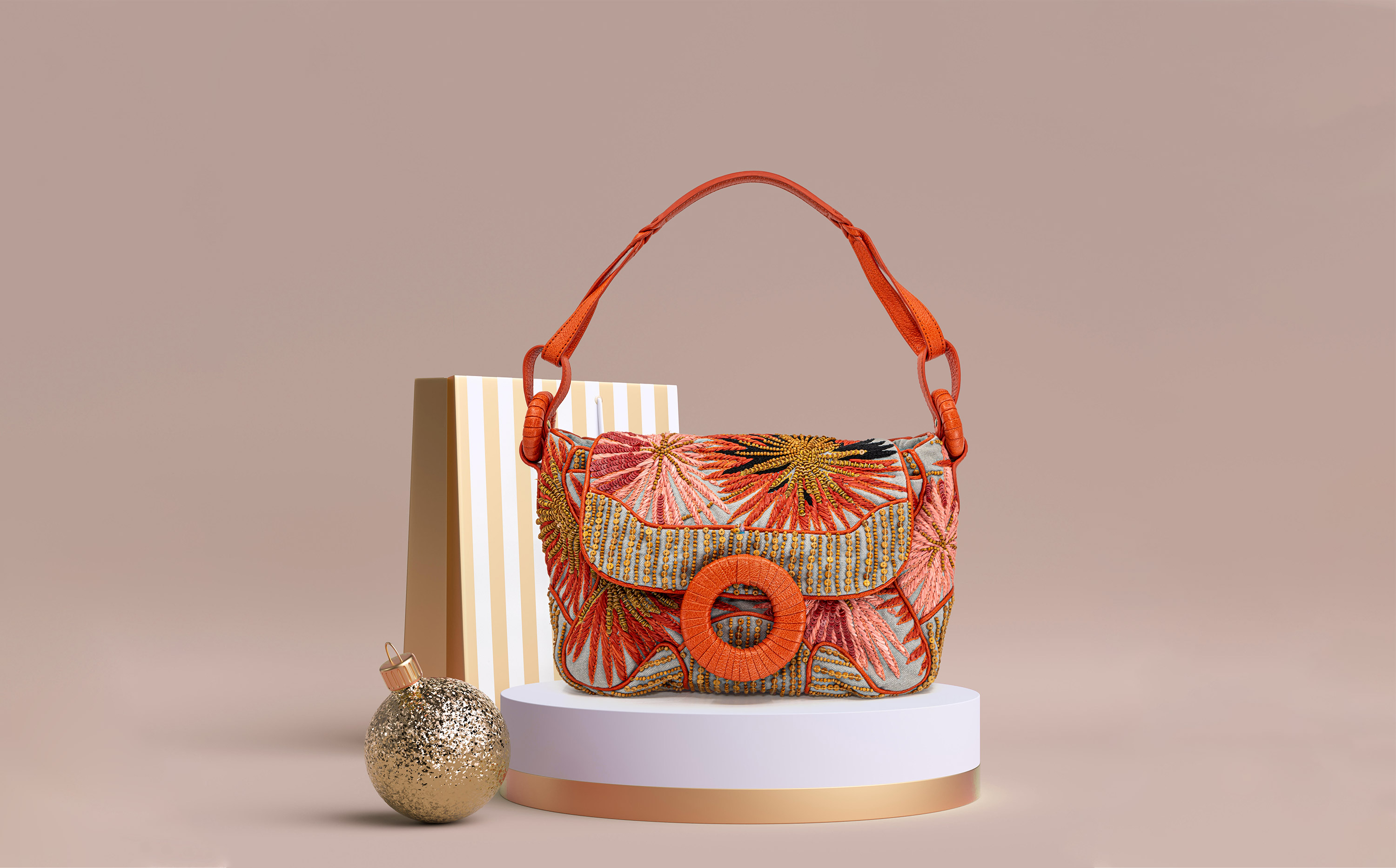 multi color embroidered french evening bag